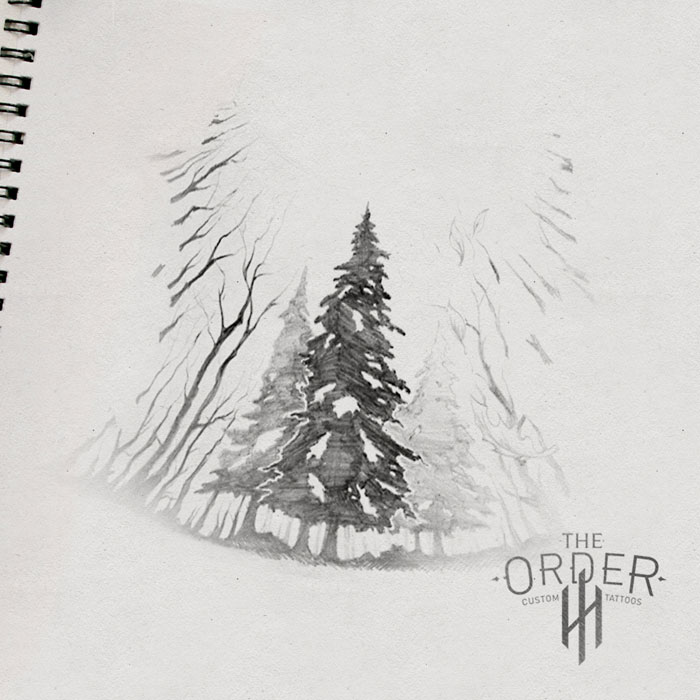 Woods Drawing - The Order Custom Tattoos