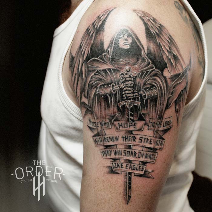 Isaiah War Angel Tattoo