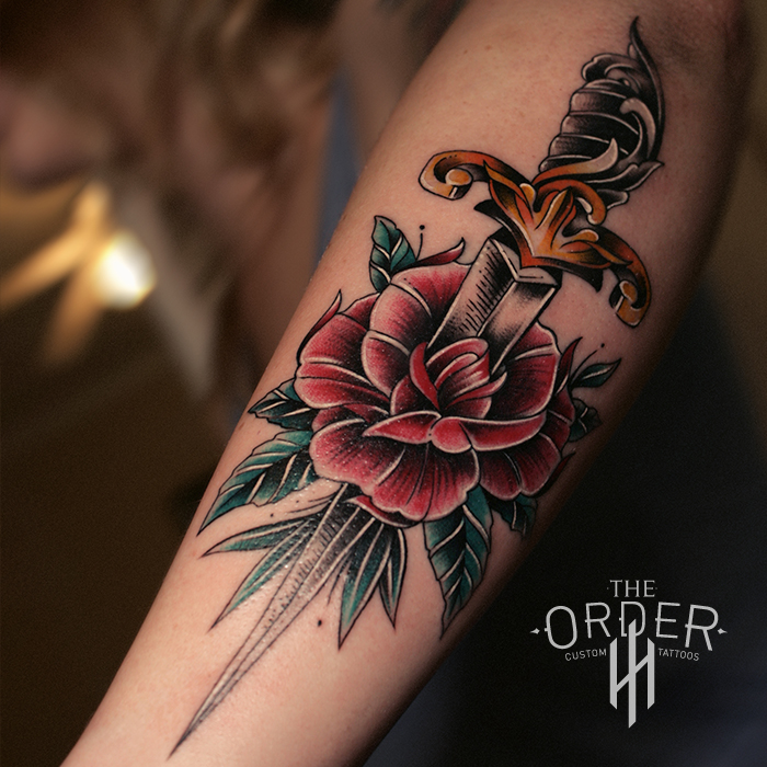 Neo Old School Rose And Dagger Tattoo From The Order