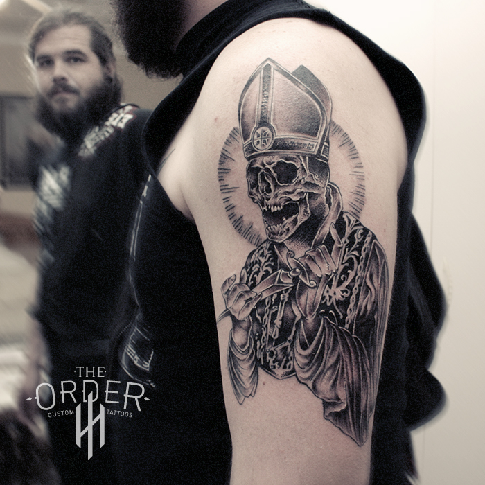 Evil Dead Pope Gray Wash- The Order Custom Tattoos