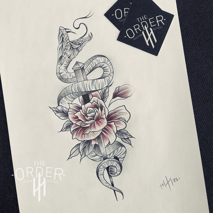 Neo Traditional Snake And Rose Tattoo – The ORDER