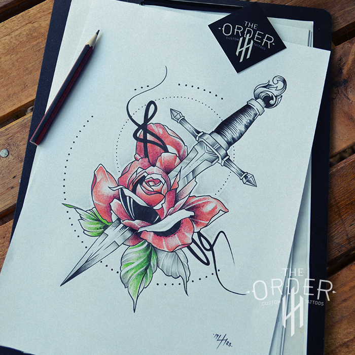 Rose And Dagger Tattoo - The Order Custom Tattoos - The Order Custom Tattoos