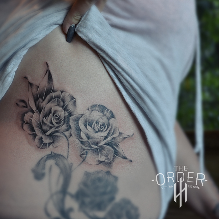 Black And Gray Roses – The Order Custom Tattoos