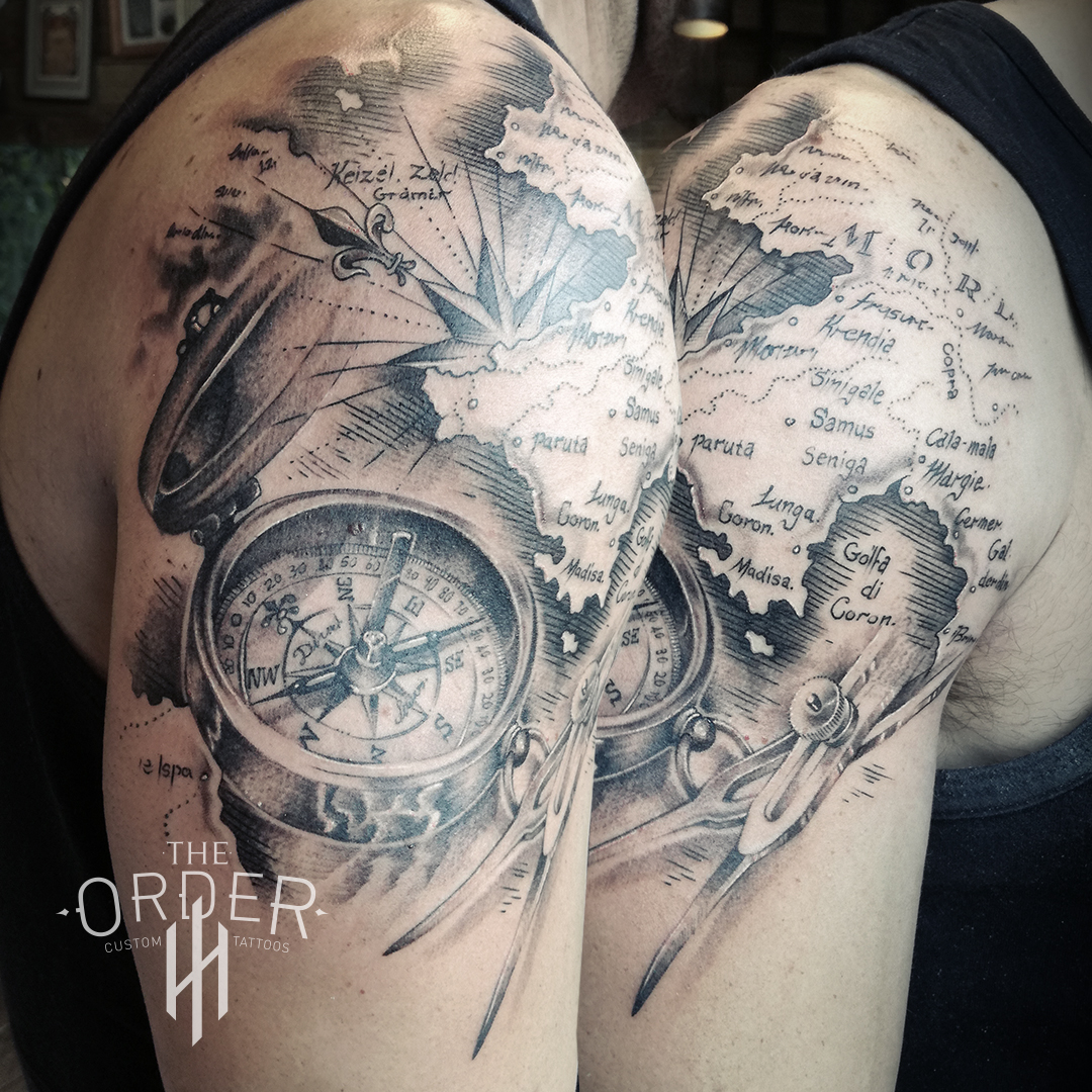 Compass Ans Map Tattoo – The Order Custom Tattoos