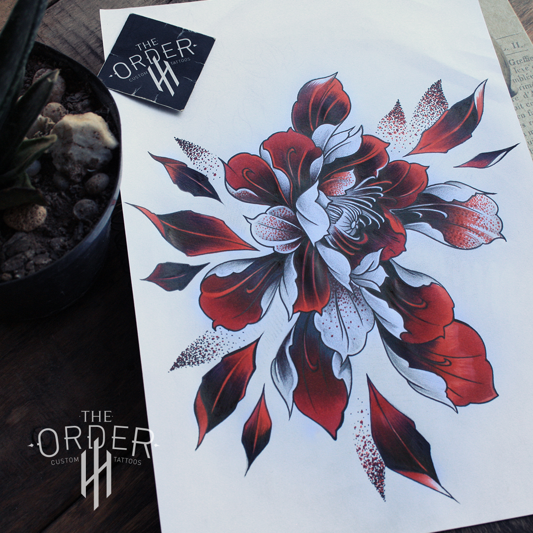 Neo Traditional Flower Sketch – The Order Custom Tattoos