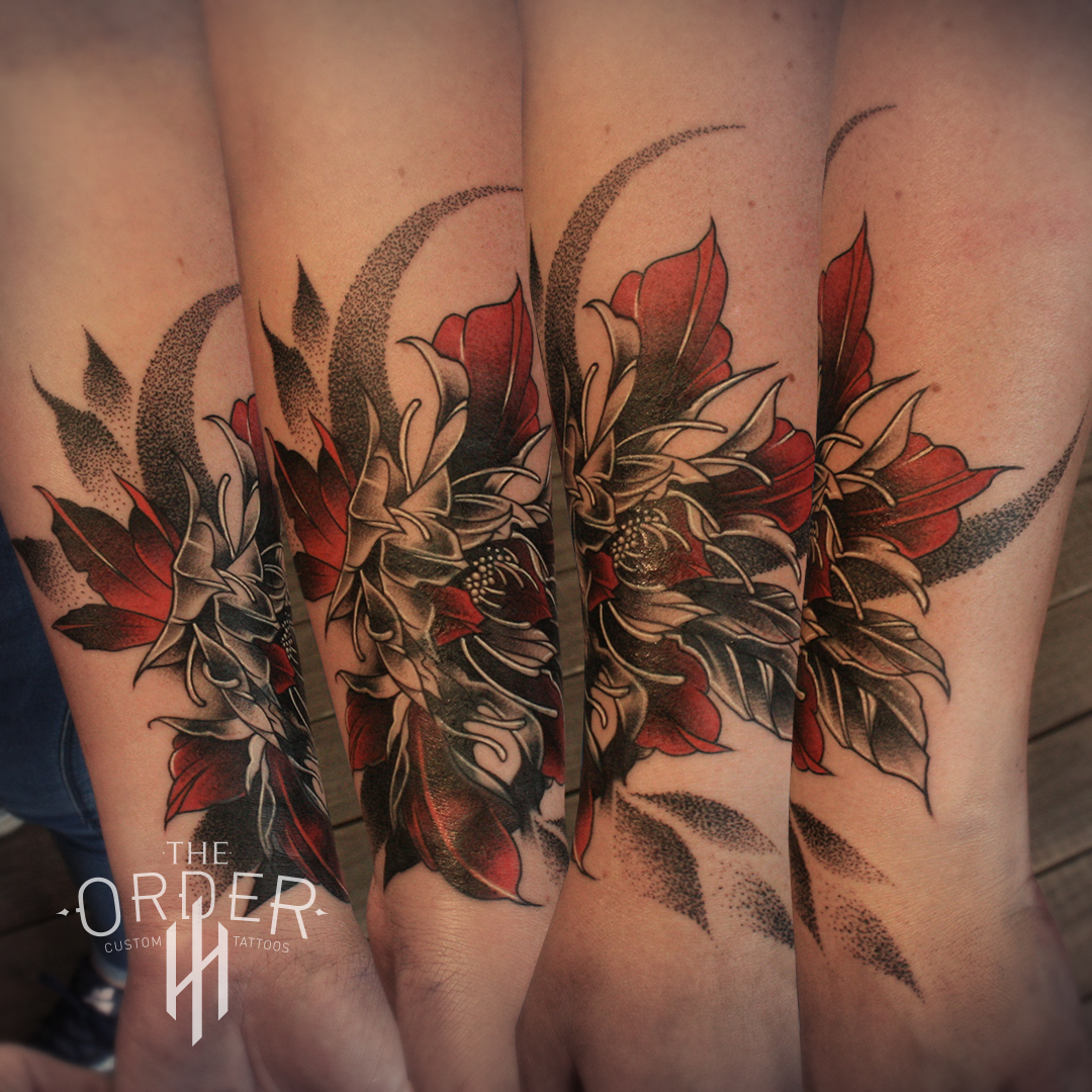 Neo Traditional Flower Tattoo – The Order Custom Tattoos