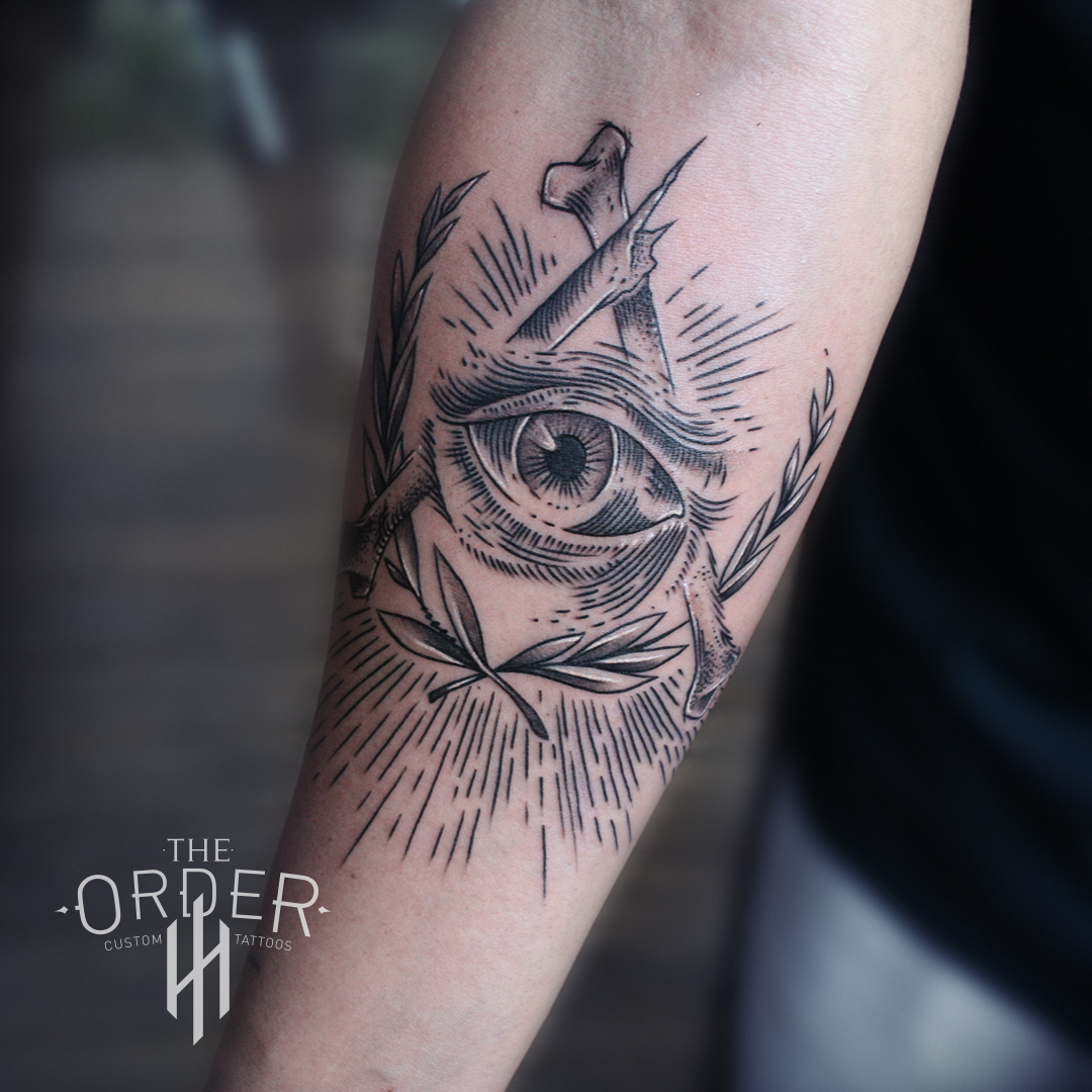Eye And Bones Line Work Tattoo – The Order Custom Tattoos
