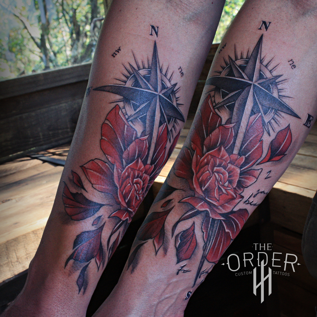 Neo Traditional Dagger And Rose Tattoo – The Order Custom Tattoos