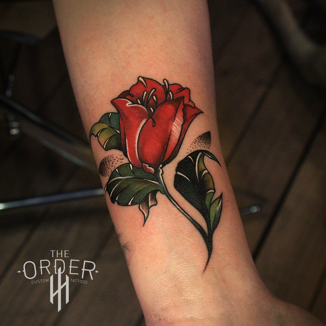 Neo Traditional Flower Color Tattoo – The Order Custom Tattoos